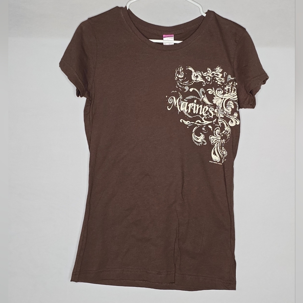 Marine Corp Womens Brown Tshirt Size XL